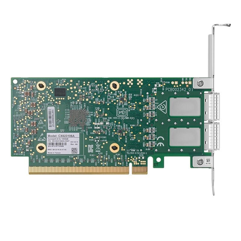 NVIDIA Mellanox ConnectX - 6 Dx Dual - Port QSFP56 PCIe4.0 x16 Network Interface Card (MCX623106AN - CDAT) - CCD Networking